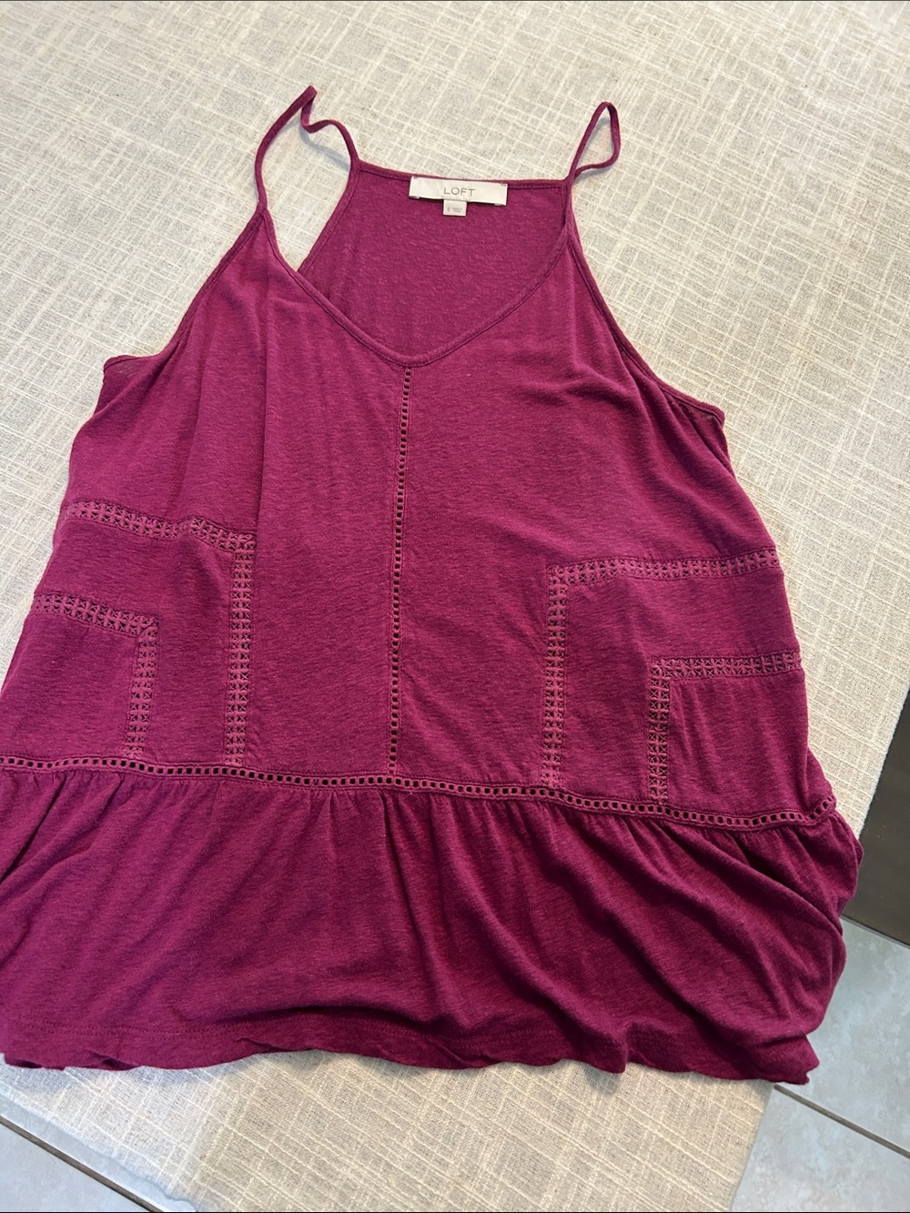 LOFT Women's Plum Crochet-Trim Camisole Tank